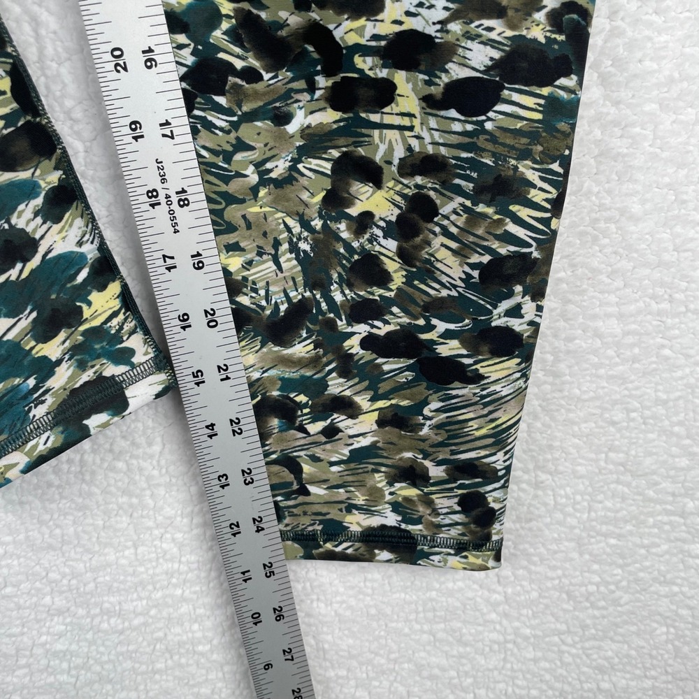 Kinesis Womens 1X Active Leggings Green Abstract Leopard Print Pockets High Rise - Picture 7 of 9